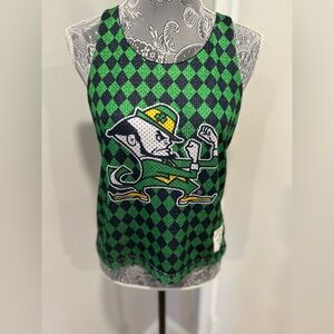 Notre Dame Fighting Irish womens Sz:S Checkered Graphic Logo Racer Back Tank Top